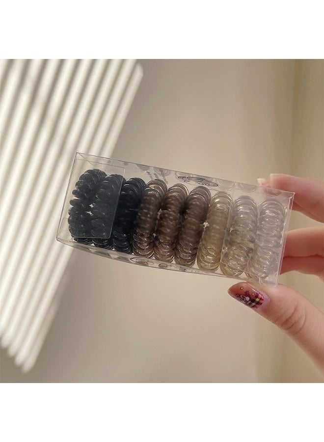 ربطات شعر حلزونية، عصابات شعر ملفوفة، حاملات ذيل حصان بدون تجاعيد للنساء، عبوة من 9 قطع (أسود محايد) - Image 5