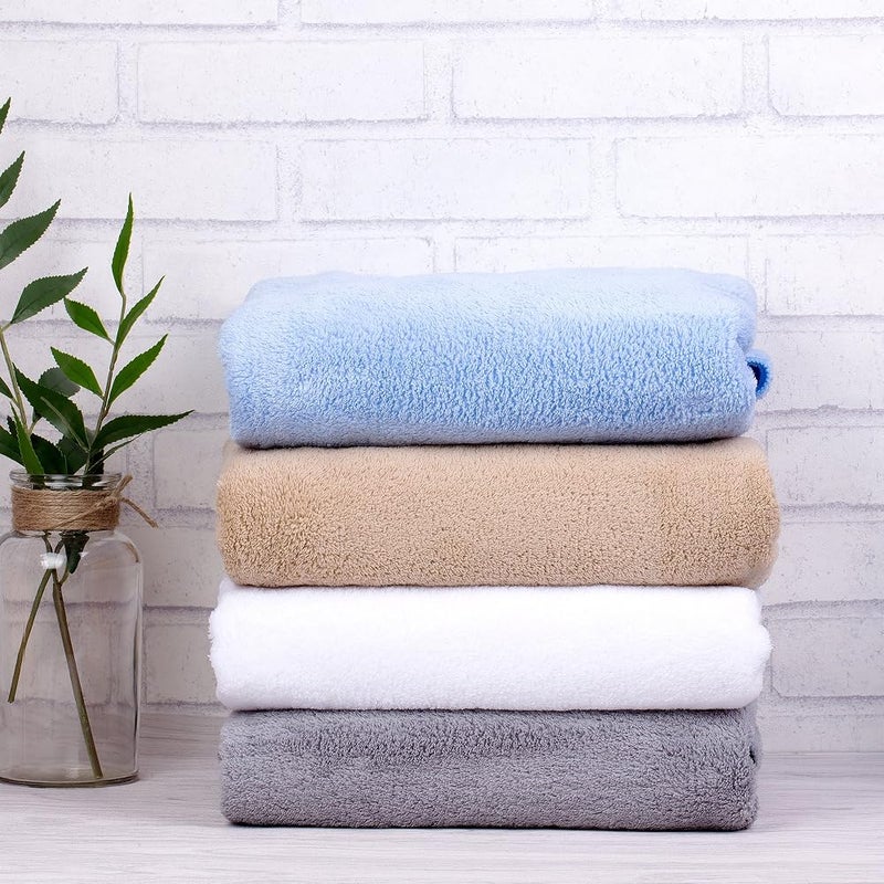 JML Bath Towels (2 Pack, 30"x60"), White Fleece Bath Towel, Luxury Hotel & SPA Towel Sets - Super Soft and Absorbent, Lint Free, Fade Resistant Oversized Bath Towel, Coral Fleece White - Image 4
