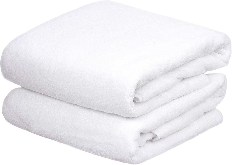 JML Bath Towels (2 Pack, 30"x60"), White Fleece Bath Towel, Luxury Hotel & SPA Towel Sets - Super Soft and Absorbent, Lint Free, Fade Resistant Oversized Bath Towel, Coral Fleece White - Image 1