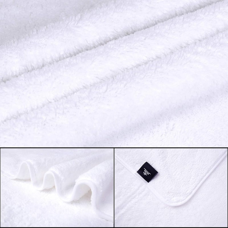 JML Bath Towels (2 Pack, 30"x60"), White Fleece Bath Towel, Luxury Hotel & SPA Towel Sets - Super Soft and Absorbent, Lint Free, Fade Resistant Oversized Bath Towel, Coral Fleece White - Image 2