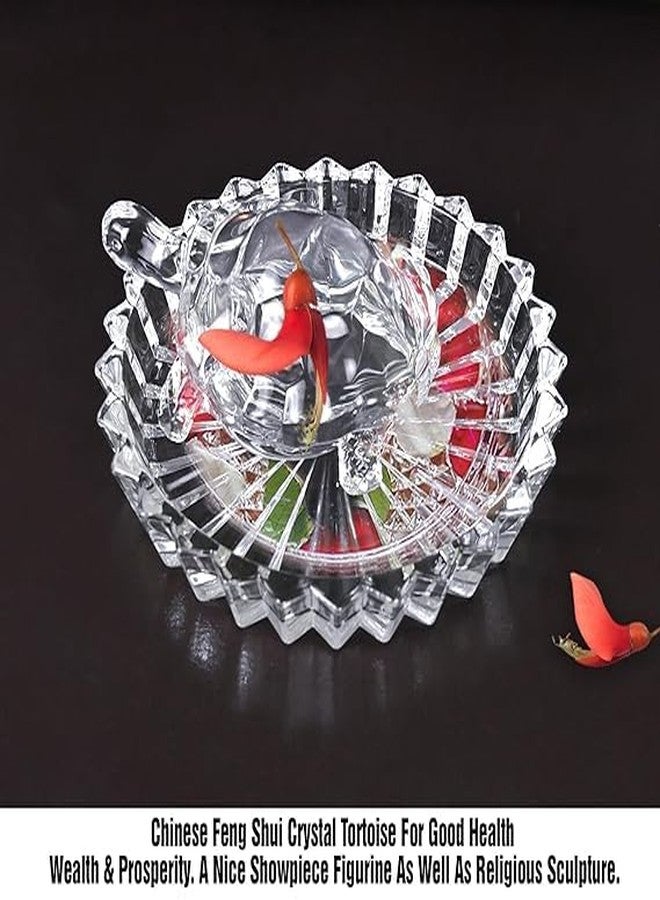 Feng Shui Crystal Turtle with Plate for Good Luck, Health & Wealth, 11cm - Image 3