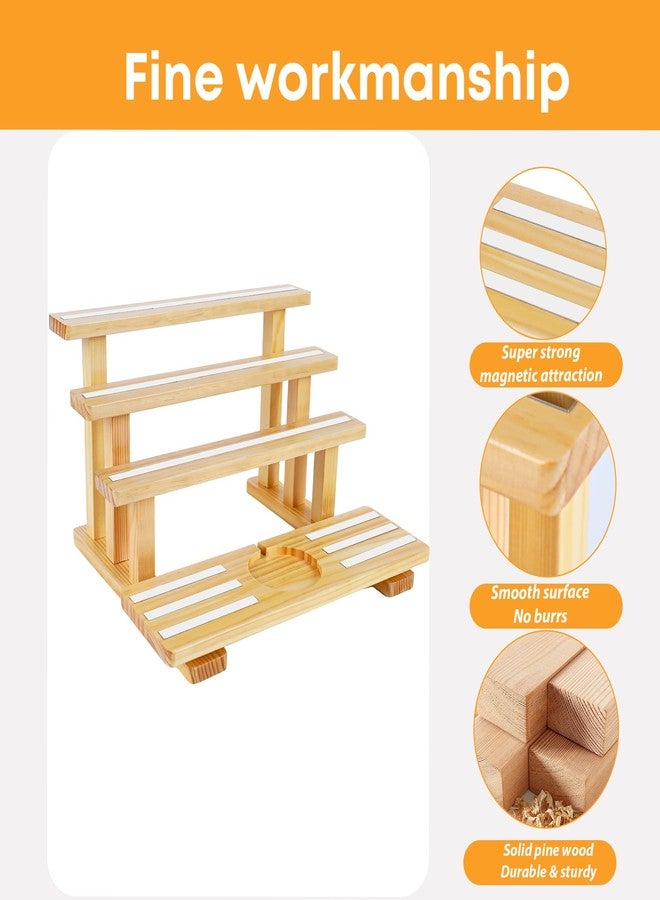 PHOENANCEE for Tonies Figures Shelf Magnetic,for Toniebox Characters Shelves,for Tonie Storage Rack Display Risers Stand,Holds 45 Figurines,Compatible Charging Station for Children Kid's Room,Pine Wood(Nature) - Image 5