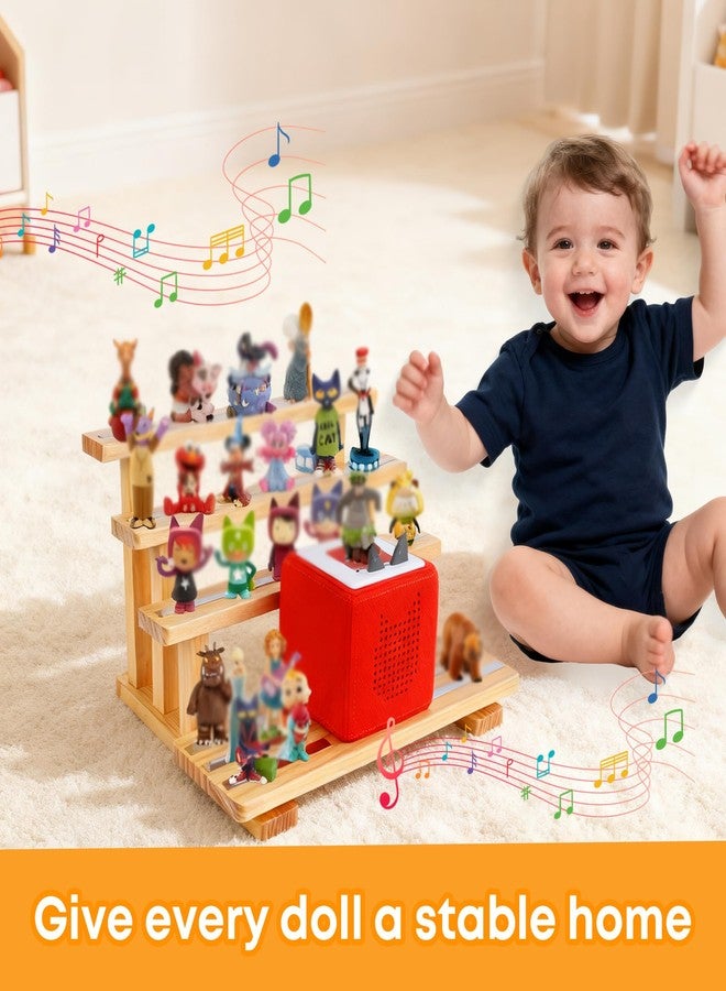 PHOENANCEE for Tonies Figures Shelf Magnetic,for Toniebox Characters Shelves,for Tonie Storage Rack Display Risers Stand,Holds 45 Figurines,Compatible Charging Station for Children Kid's Room,Pine Wood(Nature) - Image 3