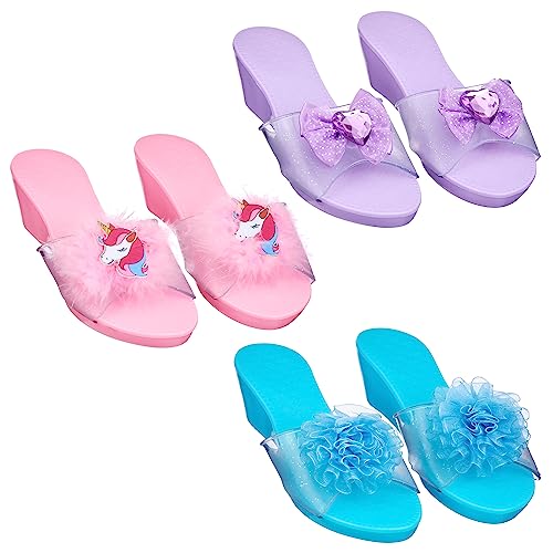 PRINCESS EXPRESSIONS 3pc Pastel Princess Dress Up Shoe Set Royalty Kids Wedge Heel SlipOn Shoes Pretend Play Princess Shoes for Little Girls Kids Fits Toddler Shoe Size 710 So Cute - Image 5