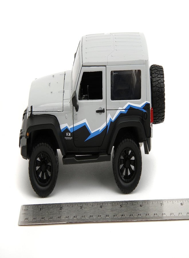 Jada Just Trucks 1:24 2007 Jeep Wrangler Die-Cast Truck w/Tire Rack, Toys for Kids and Adults(Grey/Primer Black) - Image 3