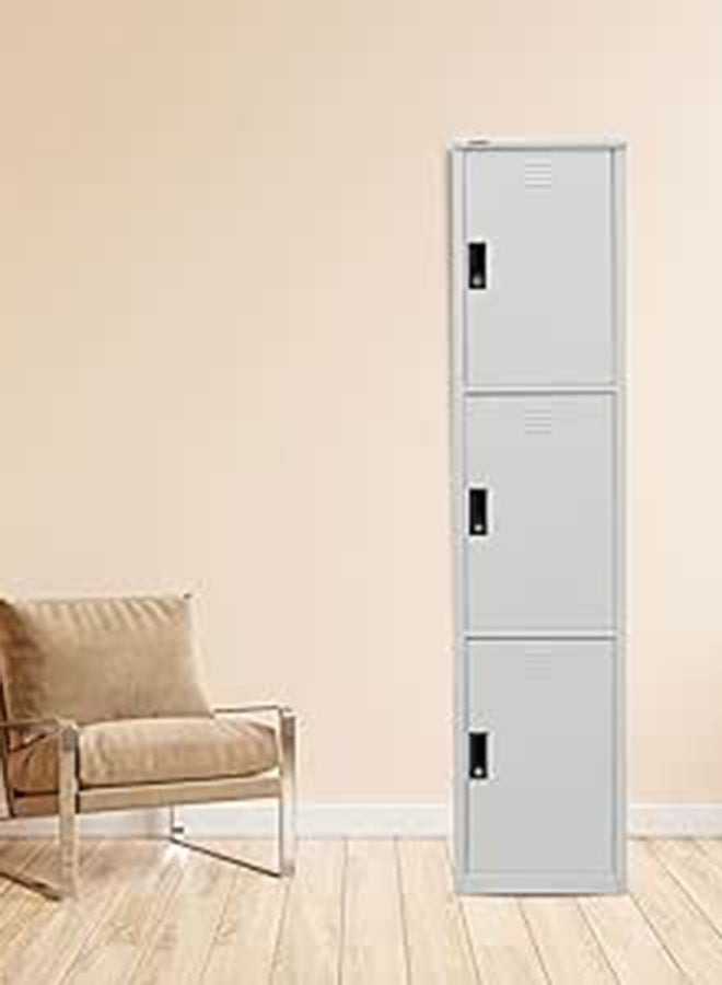 RIGID Steel Curved 3 Doors Locker Grey 180x38x46.5cm  - Image 1