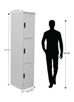 RIGID Steel Curved 3 Doors Locker Grey 180x38x46.5cm  - Image 2