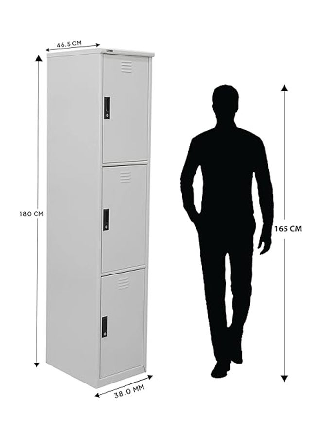 RIGID Steel Curved 3 Doors Locker Grey 180x38x46.5cm  - Image 2
