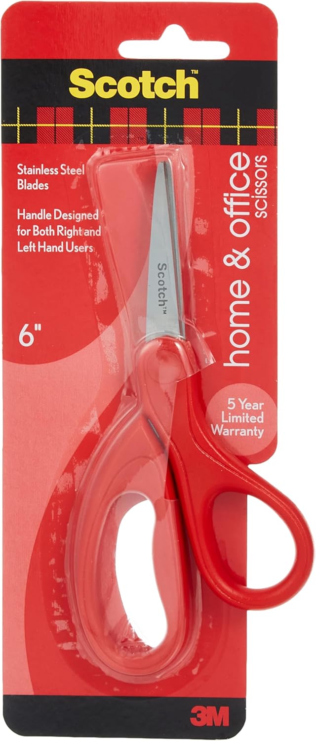 Scotch Universal Home & Office Scissors, 6 in (15 cm), Red, Stainless Steel Blades - Image 4