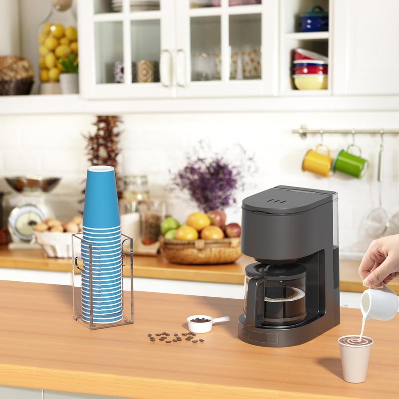 WINFFOR Disposable Cup Organizer Dispenser - Clear Acrylic Cup and Lid Holder with Handles Plastic Cup Dispenser Countertop Paper Coffee Cup Holder for Coffee Bar House Party Essentials - Image 1