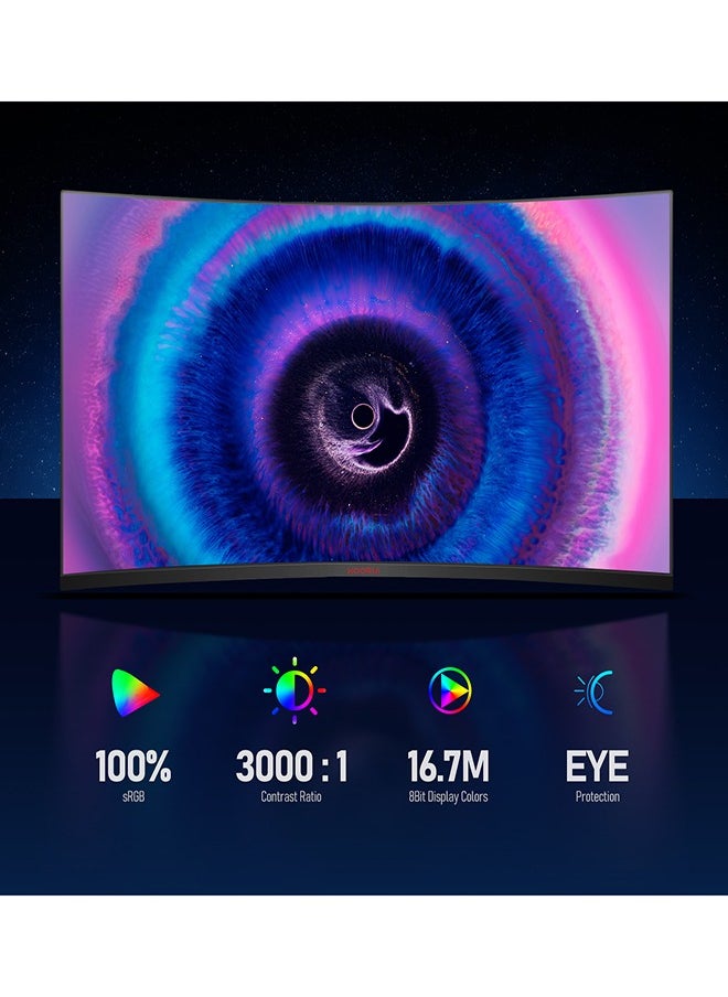 KOORUI - 31.5-Inch Curved Gaming Monitor 1500R QHD 2560 x 1440, Up to 170Hz Refresh Rate, 1ms Response Time, sRGB 100% Color Gamut, DCI-P3 90%, 3000: 1 Static Contrast, 16.7 Maximum Color, HDR10, Audio Interface, Tilt Adjustable, DisplayPort and HDMI, VESA Compatible, Eye Protection, Crosshair, Timer, Free-sync, G-sync Compatible | 32E6QC - Image 1