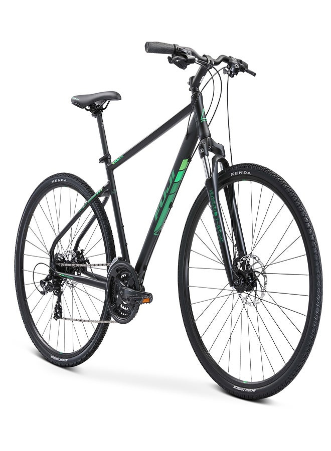 Fuji Traverse 1.7 Bike | 21 Inch Wheel Size | 21 Speed | Satin Black/Green Color - Image 1