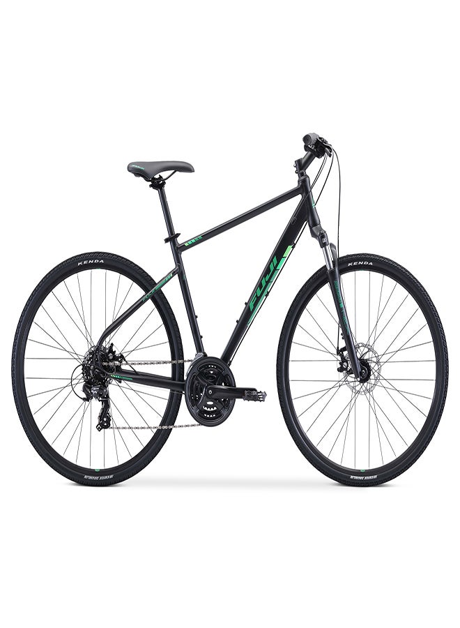 Fuji Traverse 1.7 Bike | 21 Inch Wheel Size | 21 Speed | Satin Black/Green Color - Image 2