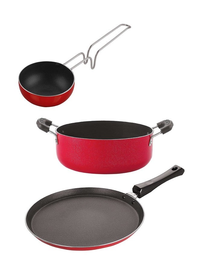 Nirlon Non-Stick Aluminium Pfoa Free Non-Toxic Durable Kitchenware Set of 3 Pieces (FT11_VG_CS24)