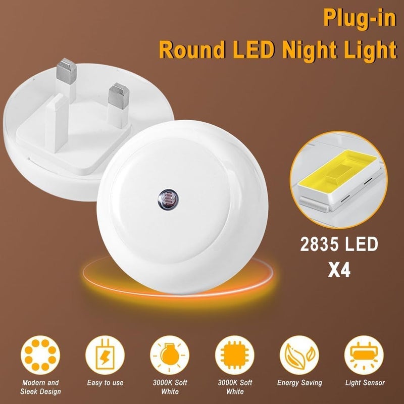 Yakiter أضواء ليلية دافئة LED من ياكيتير - عبوة 4 قطع مع مستشعر ذكي للغسق إلى الفجر - Image 3