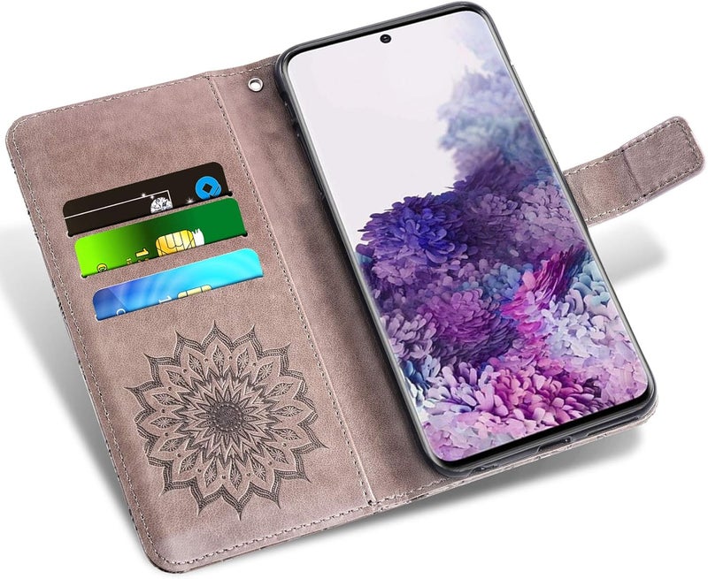 Asuwish Phone Case for Samsung Galaxy S20 Glaxay S 20 5G UW 6.2 inch Wallet Cases with Tempered Glass Screen Protector and Leather Flip Cover Card Holder Stand Cell Accessories Gaxaly 20S G5 Women Men Gray - Image 3