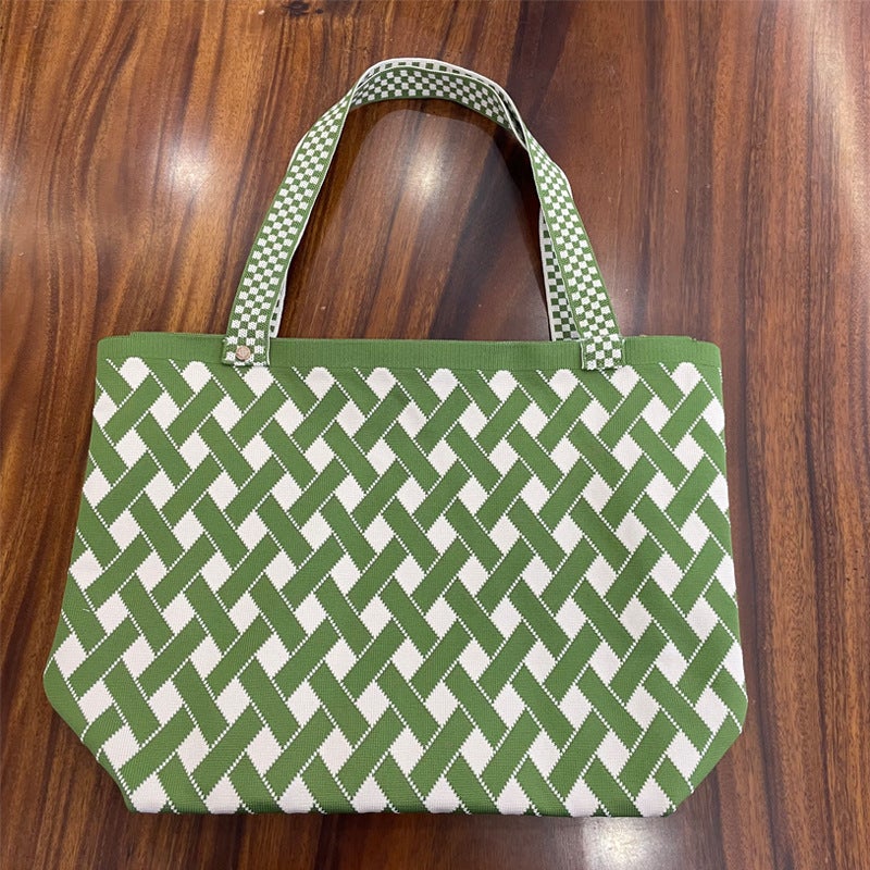 New Korean-Style Niche Design Knitted All-Match Shoulder Bag Daily Simple Commuting Portable Large Capacity Tote Bag - Image 1