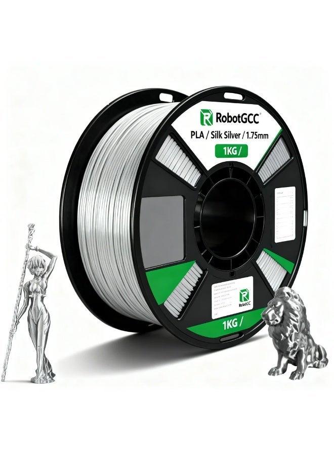 Silver Silk PLA 1.75mm Filament 1KG for 3D Printer, Shiny Metallic PLA Filament, Smooth Surface Finish, Easy Printing Material, Low Odor, High Precision Filament, FDM Compatible with Ender 3 V2 Bambu Lab Anycubic Kobra Elegoo Neptune Prusa i3 - Image 2