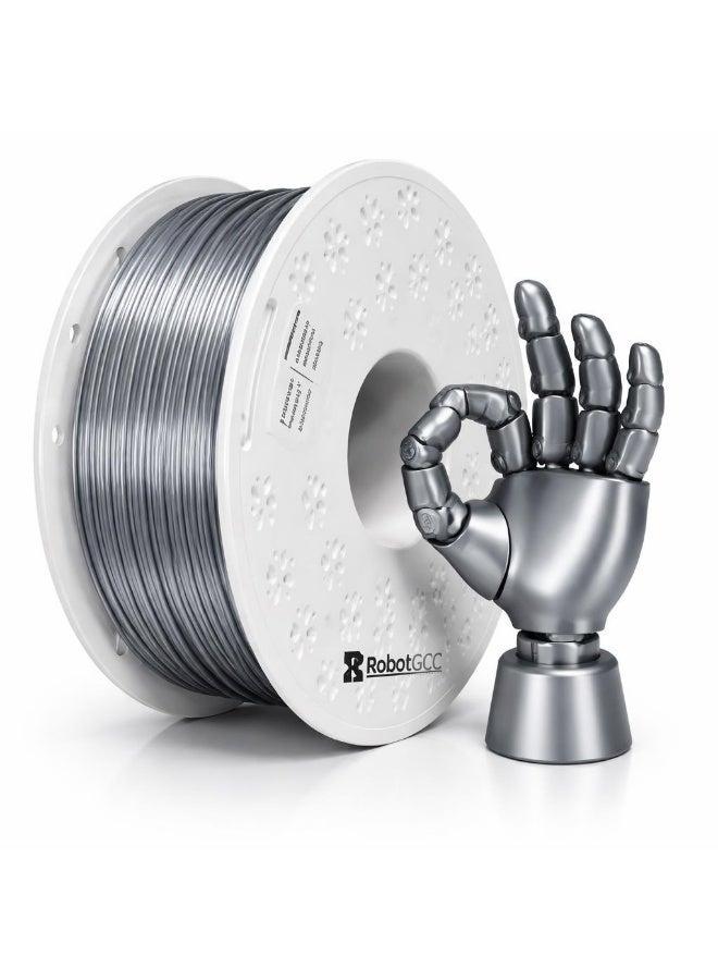 Silver Silk PLA 1.75mm Filament 1KG for 3D Printer, Shiny Metallic PLA Filament, Smooth Surface Finish, Easy Printing Material, Low Odor, High Precision Filament, FDM Compatible with Ender 3 V2 Bambu Lab Anycubic Kobra Elegoo Neptune Prusa i3 - Image 1