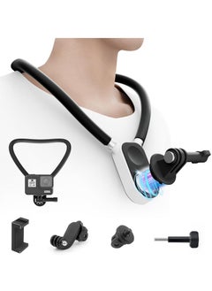 Generic Silicone Neck Hanging POV Selfie Mount with Phone Clip Vertical Mount Kit Hands Free Video Vlog Necklace for GoPro Insta360 DJI Action Camera iPhone Android Video Vlog Accessories  - Image 1