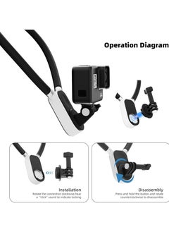Generic Silicone Neck Hanging POV Selfie Mount with Phone Clip Vertical Mount Kit Hands Free Video Vlog Necklace for GoPro Insta360 DJI Action Camera iPhone Android Video Vlog Accessories  - Image 2