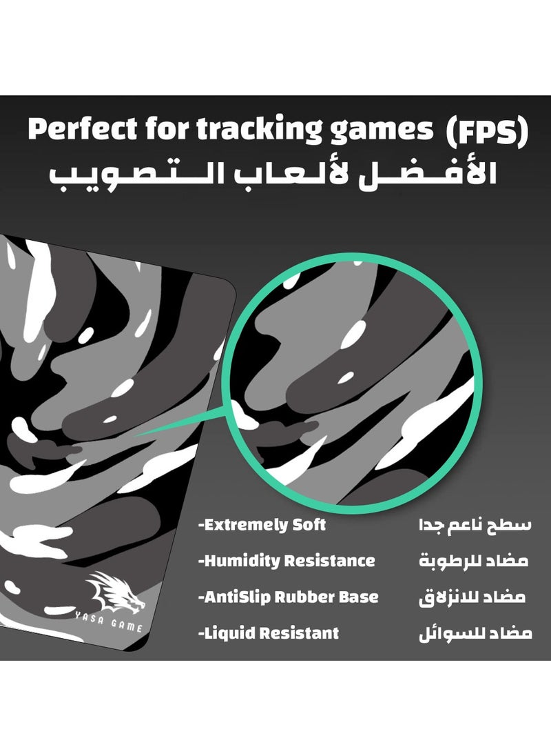Extended Large Gaming Mouse Pad 100 X 50 cm XXL Full Desk Art style & Mousepad Non-Slip Rubber Base Big Keyboard Mat with Stitched Edges water resist for Gaming from Yasa ( Snow Black )