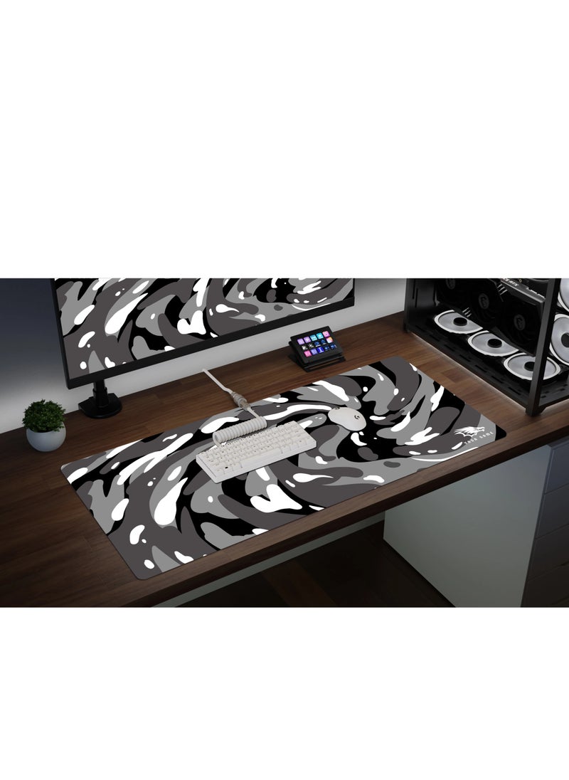 Extended Large Gaming Mouse Pad 100 X 50 cm XXL Full Desk Art style & Mousepad Non-Slip Rubber Base Big Keyboard Mat with Stitched Edges water resist for Gaming from Yasa ( Snow Black )