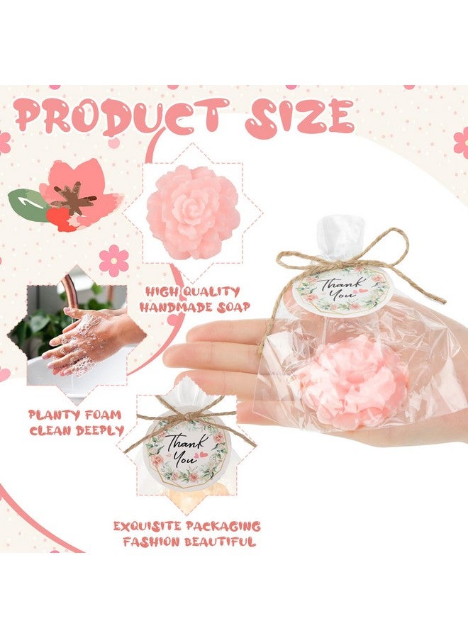 Demissle 20 Pcs Christmas Soaps Baby Shower Soaps Handmade Flower Soap with White Greeting Card Mini Soaps Gift Set for Christmas Stocking Stuffers Decorations Baby Shower Party Favors(Light Pink) - Image 3