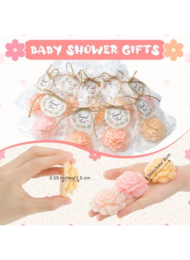 Demissle 20 Pcs Christmas Soaps Baby Shower Soaps Handmade Flower Soap with White Greeting Card Mini Soaps Gift Set for Christmas Stocking Stuffers Decorations Baby Shower Party Favors(Light Pink) - Image 2