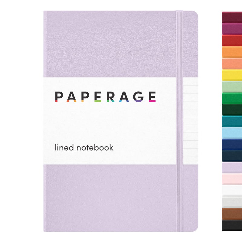 PAPERAGE دفتر ملاحظات PAPERAGE ذو الصفحات المخططة، (لافندر)، 160 صفحة، متوسط 5.6 بوصة × 8 بوصة - ورق سميك 100 جرام - دفتر ملاحظات بغلاف صلب للتدوين في العمل والمدرسة وتدوين الملاحظات - Image 1