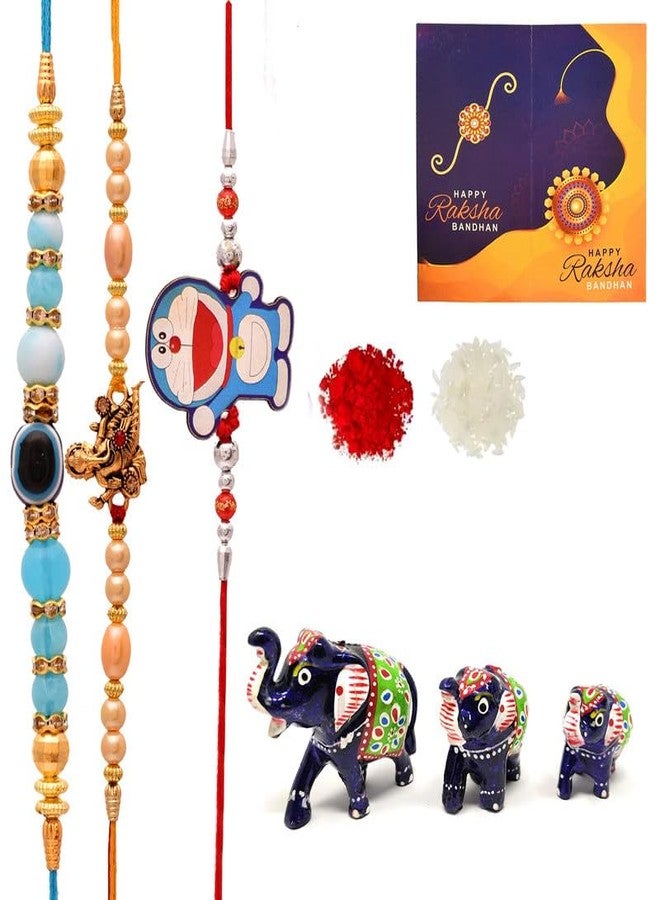 Yalambar راخي بتصميم يالامبار مع قطعة زينة يدوية الصنع على شكل فيل، بالإضافة إلى عبوة رولي وبطاقة تهنئة 0604-1 - Image 1