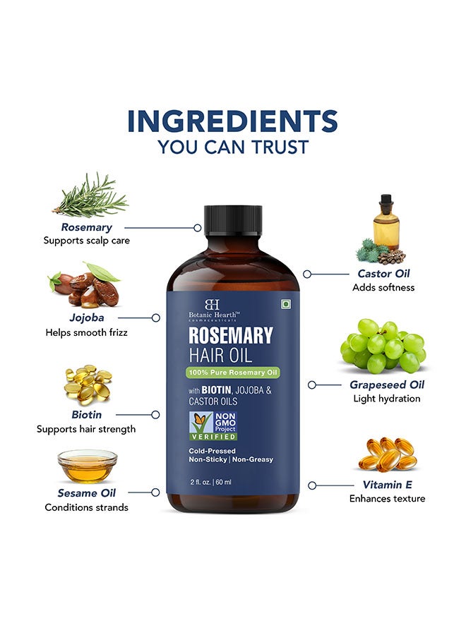 Botanic Hearth 100% Pure Rosemary Oil For Hair Growth 60ml - Image 2