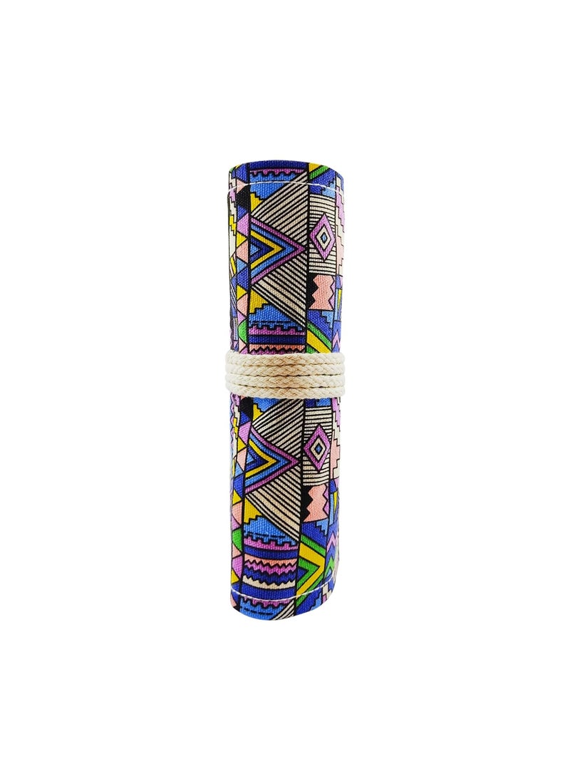 Brain Freezer Brain Freezer 36 Holes Colourfull Stipe Print Canvas Pencil Wrap Case for Adults and Kids Colored Pencil Roll Up Canvas Pouch Package for Sketching Drawing Writing StorageConstellation 36 Holes  - Image 1
