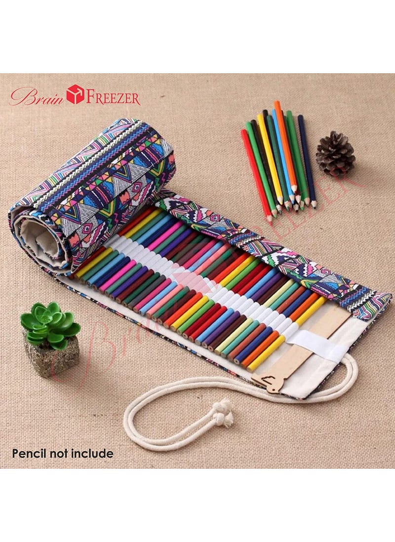 Brain Freezer Brain Freezer 36 Holes Colourfull Stipe Print Canvas Pencil Wrap Case for Adults and Kids Colored Pencil Roll Up Canvas Pouch Package for Sketching Drawing Writing StorageConstellation 36 Holes  - Image 4