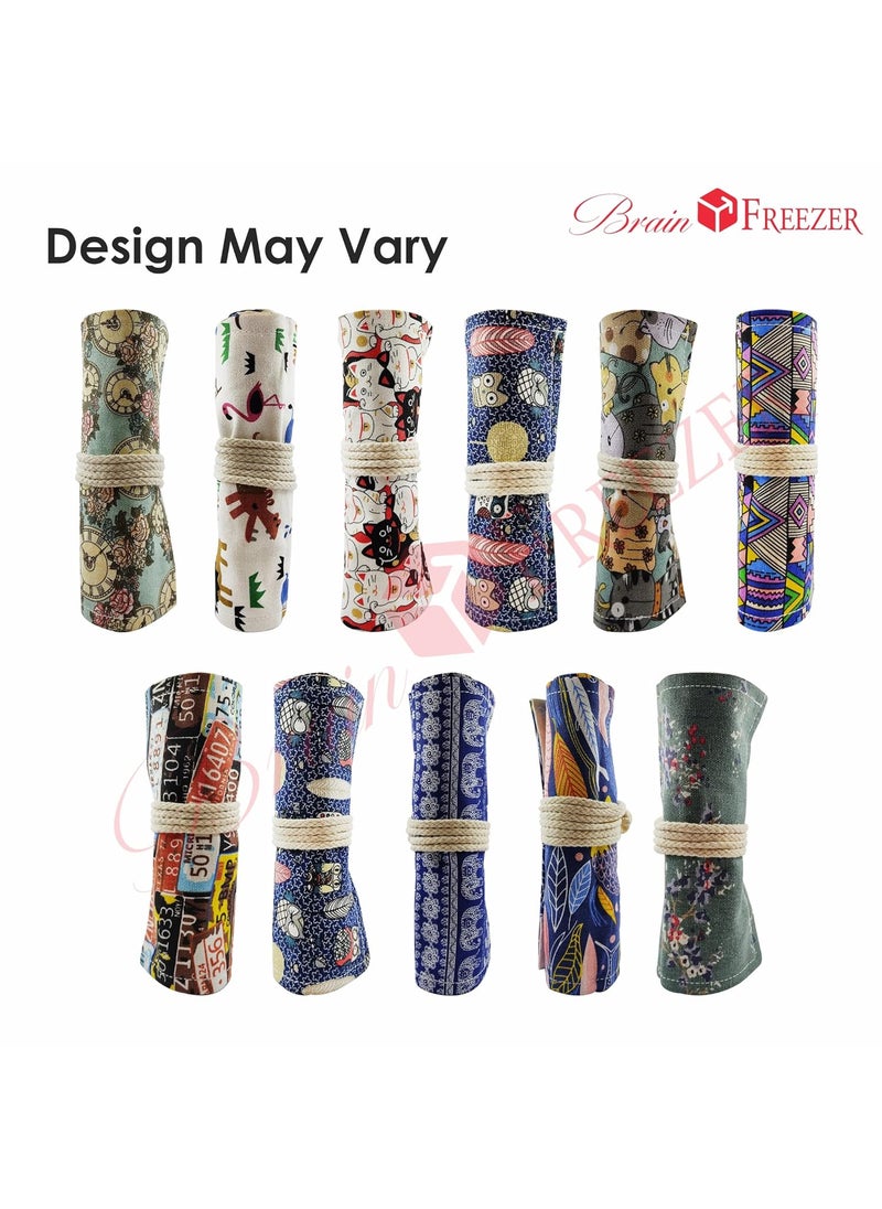 Brain Freezer Brain Freezer 36 Holes Colourfull Stipe Print Canvas Pencil Wrap Case for Adults and Kids Colored Pencil Roll Up Canvas Pouch Package for Sketching Drawing Writing StorageConstellation 36 Holes  - Image 5
