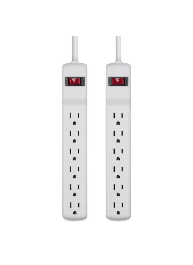 belkin Power Strip Surge Protector 6 Ac Multiple Outlets, 2 Ft Long Heavy Duty Metal Extension Cord For Home, Office, Travel, Computer Desktop & Phone Charging Brick 200 Joules, White (2 Pack)  - Image 3