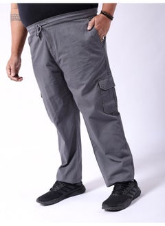 HARDSODA Hardsoda Ash Grey Men Plus Fit Casual Solid Regular Cargo  - Image 3