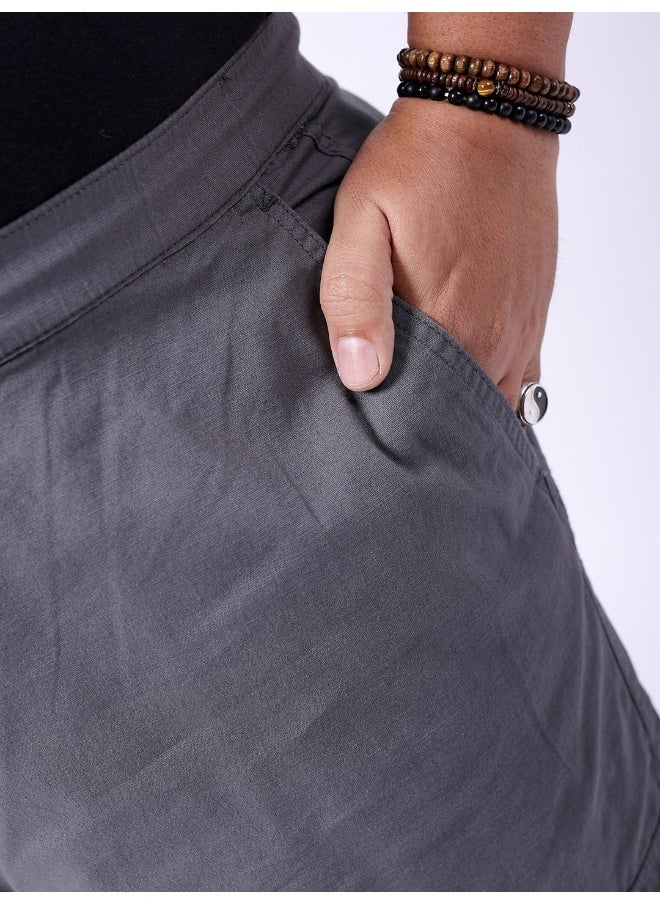 HARDSODA Hardsoda Ash Grey Men Plus Fit Casual Solid Regular Cargo  - Image 2