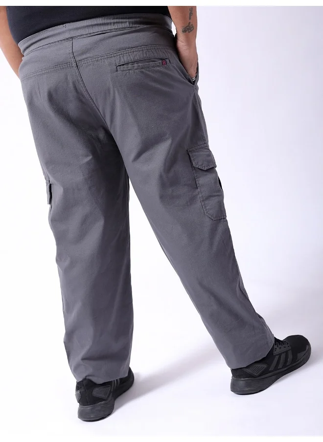 HARDSODA Hardsoda Ash Grey Men Plus Fit Casual Solid Regular Cargo