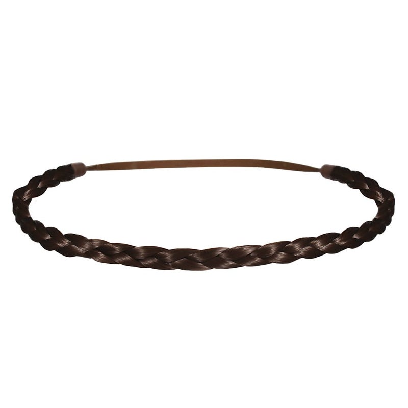 Mia Thin Braidie Headband made of Braided Synthetic Hair on Elastic Rubberband Classic Pretty Hair Accessory for Women and Girls  Medium Brown