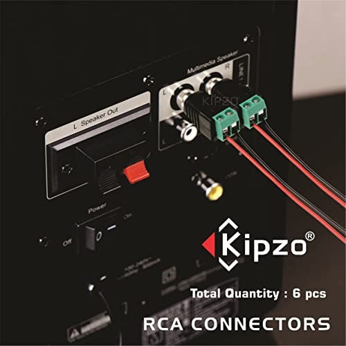 KIPZO RCA to AV Screw Terminal Connector, Pack of 6, Green/Black - Image 3