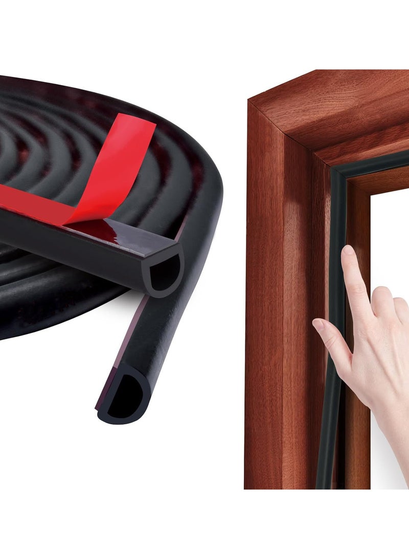 RATSAW Door Weather Stripping Door Seal Strip 6 M Self-Adhesive Rubber Door Insulation Weather Strip for Window and Door Soundproofing D Shape Weatherstripping for Door Frame Gap Blocker for All Kinds Doors Gap - Image 1