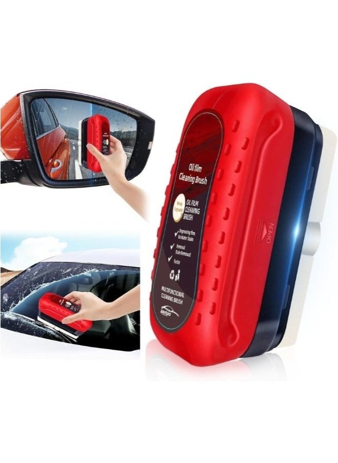 FALMER Automotive Oil Film Cleaning Brush with Reusable Foam Sprayer, Upgraded Anti Fog Glass Cleaning Board, Glass Oil Film Remover for Car Windows & Windshields, Versatile Car Glass Cleaner Brush  - Image 1
