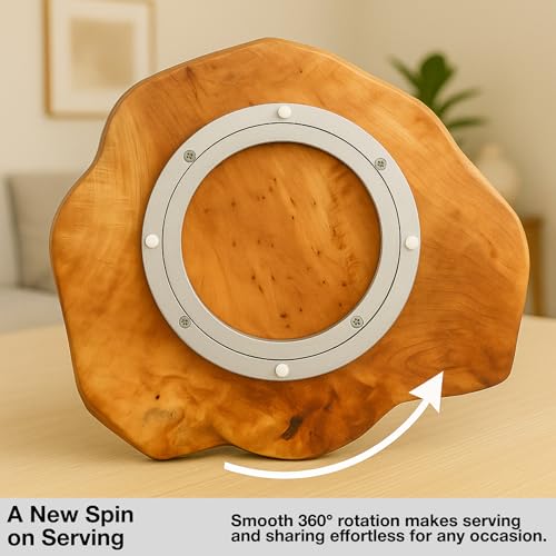 Driini Premium Handmade Root Wood Lazy Susan Turntable (16'') - Large Rustic Wooden Serving Platter Cheese Board - Oversized Charcuterie Tray, Perfect for Your Dinner Table or Countertop - Image 4