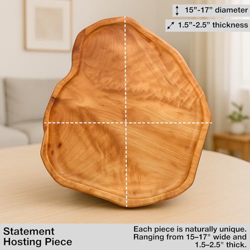 Driini Premium Handmade Root Wood Lazy Susan Turntable (16'') - Large Rustic Wooden Serving Platter Cheese Board - Oversized Charcuterie Tray, Perfect for Your Dinner Table or Countertop - Image 3