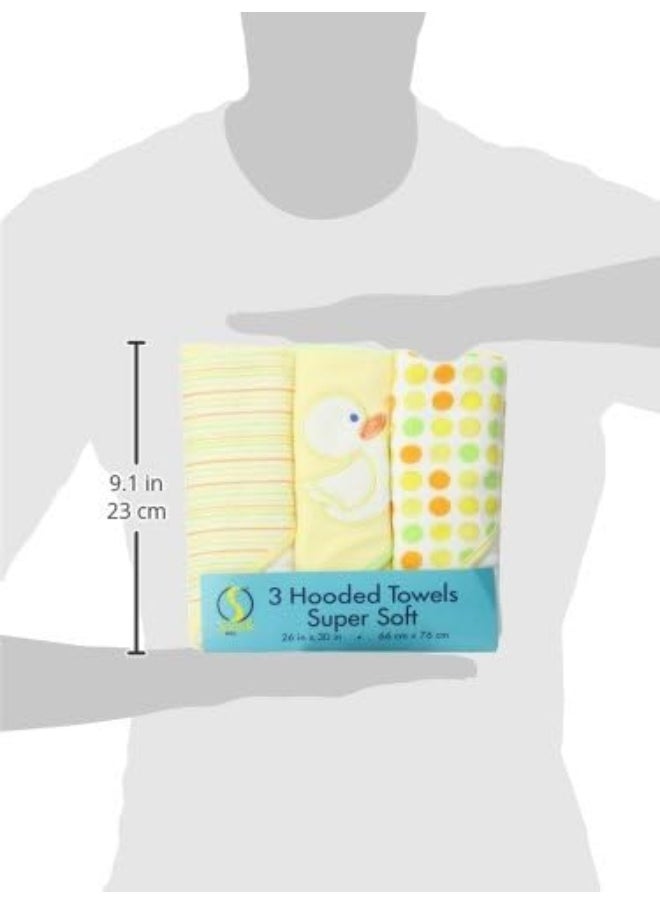 Spasilk - Spasilk Hooded Towel Set for Newborn Boys and Girls, Soft Terry Towel Set, Pack of 3, Yellow Duck - Image 1