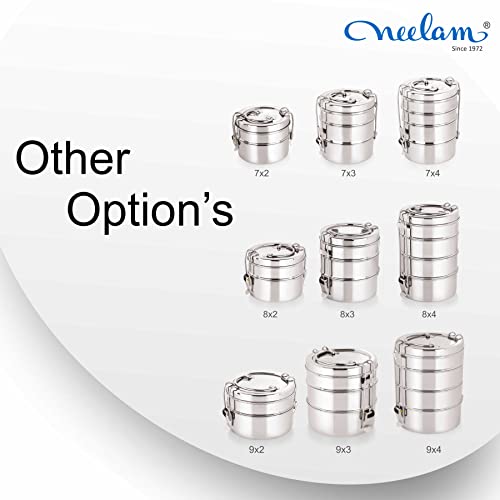 neelam Stainless Steel Lunch Box/Tiffin with Locking Clip, 4-Tier Container, 1500 ml, Hot & Cold Leak-Proof, Compact & Durable, Perfect for Office, School, Picnic and Travel, Silver - Image 5