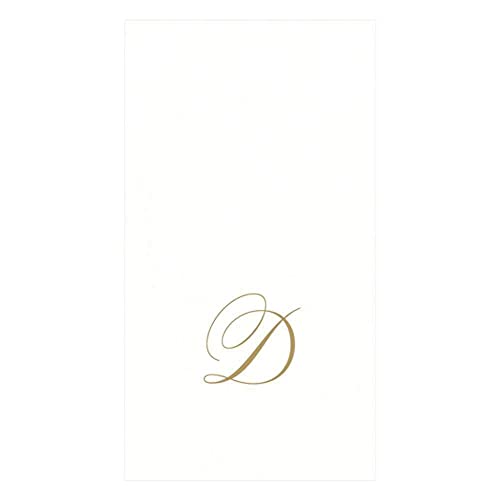 Caspari White Pearl Paper Linen Guest Towels, Monogram Initial D, Pack of 24 - Image 5