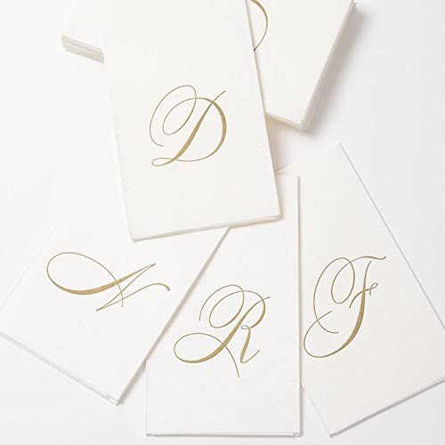 Caspari White Pearl Paper Linen Guest Towels, Monogram Initial D, Pack of 24 - Image 3