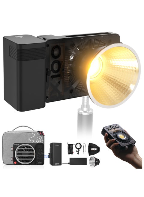 ZHIYUN MOLUS X100 PRO V2 Upgraded Version LED Video Light [Official],Portable 100W 2700K-6500K CRI 95+ TLCI 97+ Bluetooth Brightness Control Continuous Output Lighting for Photography Studio Light